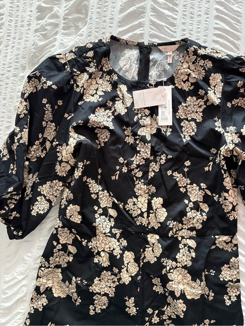 NWT Rebecca Taylor Floral Wide-Leg Jumpsuit in Black and Cream - Picture 3 of 4